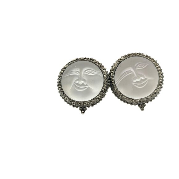 Extremely Rare Vintage DONCASTER Winking Moonface Clip On Earrings - Picture 6 of 10